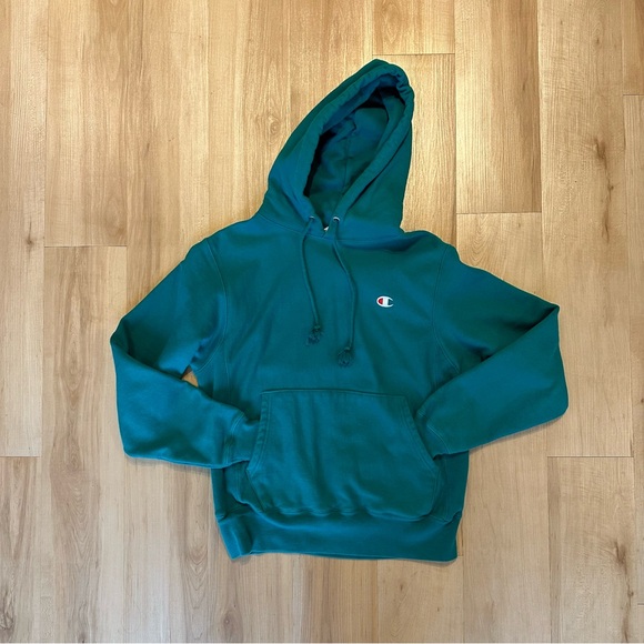 Champion Classic Logo Fleece Hoodie Sweatshirt (Bright Green) - Picture 2 of 6